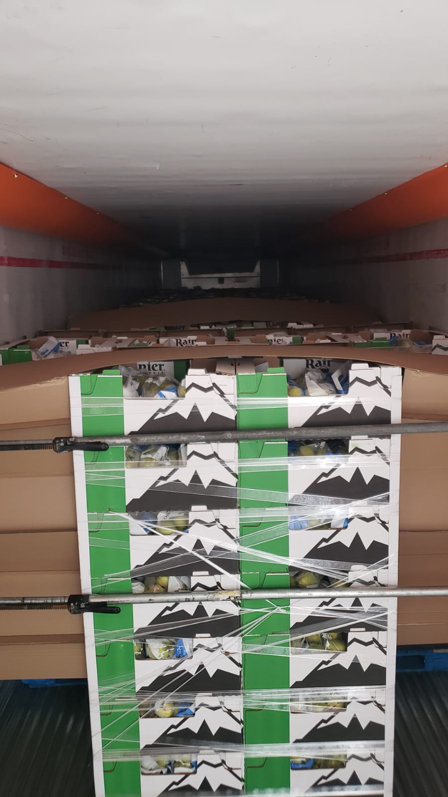 Carga paletizada en caja refrigerada
